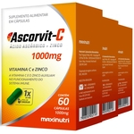 3 Caixas Ascorvit-C Vitamina C 1000mg 60 cápsulas Maxinutri