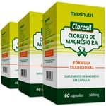 3 Caixas Cloresil (Cloreto Magnésio P.A.) 500mg 60cps Maxinutri