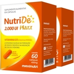2 Caixas NutriDE Maxx Vitamina D 2000UI 400mg 60 cápsulas Maxinutri
