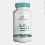 Cálcio 500mg + Vitamina D3 1.000 UI + Vitamina K2 50mcg + Magnésio 50mg - MDK - 90 CÁPSULAS