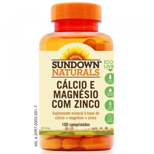 Cálcio e Magnésio com Zinco 100 Comprimidos Sundown