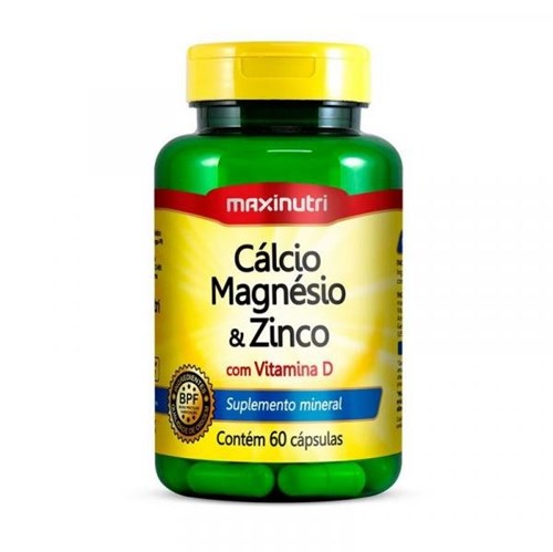 Cálcio, Magnésio e Zinco - 60 Cápsulas - Maxinutri