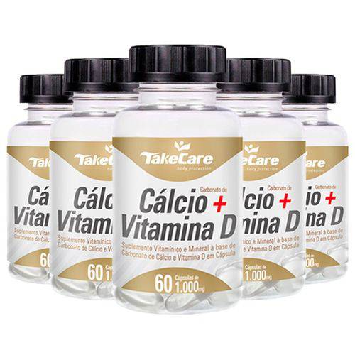 Cálcio + Vitamina D - 5 Un de 60 Cápsulas - Take Care