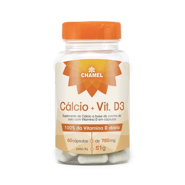 Cálcio + Vitamina D3 750mg 60 Cápsulas - Chamel