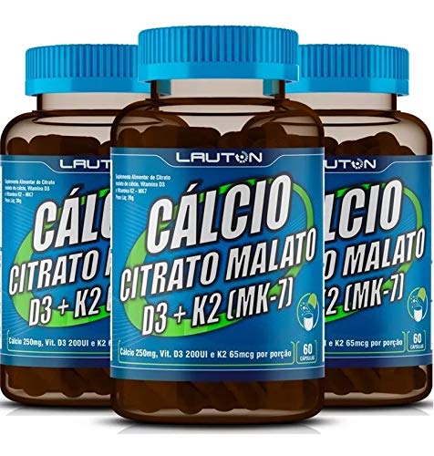 Cálcio Vitamina D3 Citrato Malato K2 Mk-7 Com 03 POTES