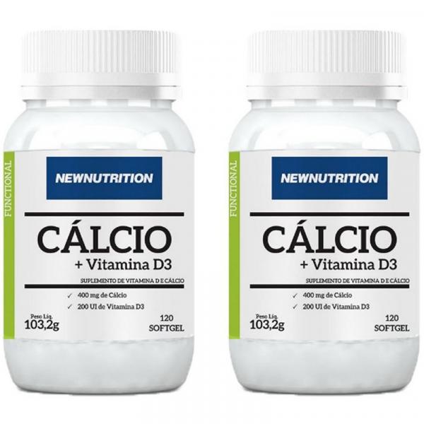 Cálcio + Vitamina D - 2 Unidades de 120 Cápsulas - NewNutrition