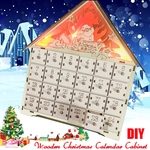 Calendário do Advento de Natal (LED + Caneta colorida + Artesanato em madeira)) Gavetas do armário Caixa de armazenamento de chocolate Presente de Natal tradicional