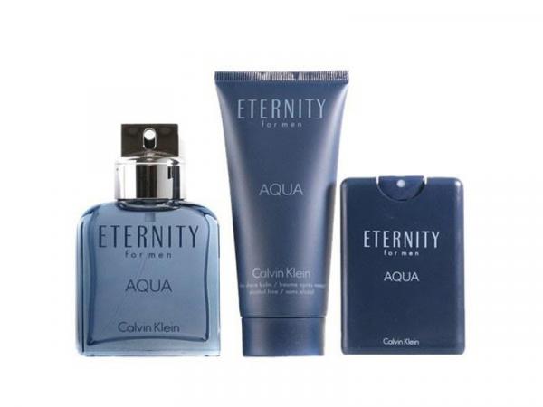 Calvin Klein Kit de Perfume Masculino Edt - Eternity Aqua For Men Perfume + Miniatura + Loção