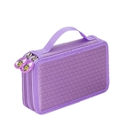 2 Camadas Capacidade Lápis Caneta Caso Travel Brush Maquiagem Storage Bag Purple