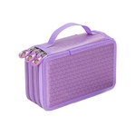3 Camadas Lápis Pen Case Travel Cosmetic Brush Maquiagem Storage Bag Purple