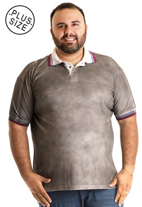 Camisa Konciny Polo Plus Size Cinza