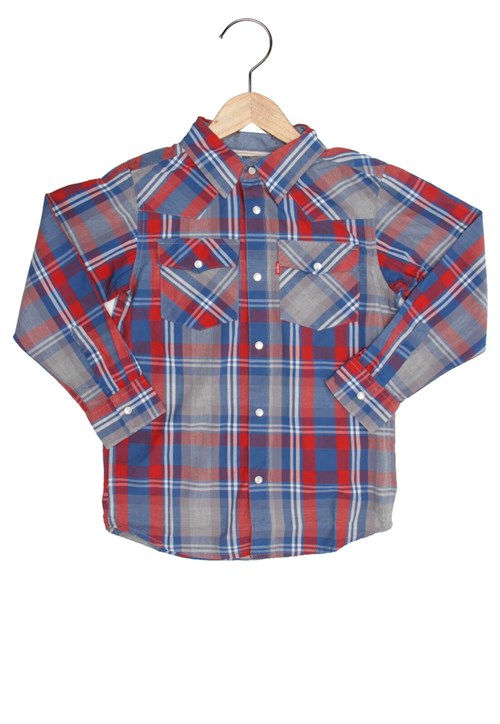 Camisa Levis Infantil Xadrez Azul/Vermelho