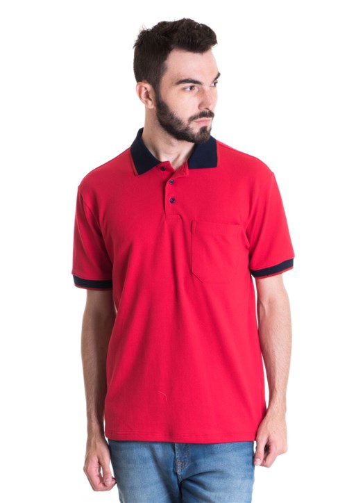 Camisa Polo Masculina Manga Curta 348040 Vermelha