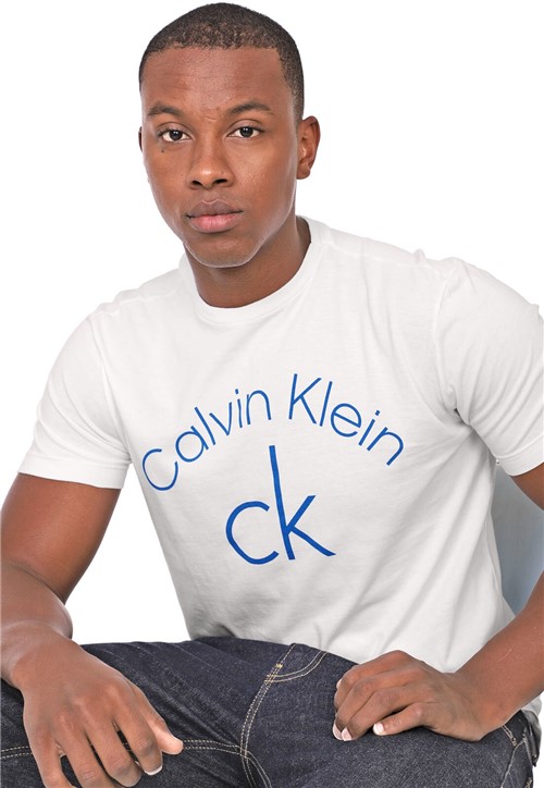Camiseta Calvin Klein Lettering Branca - Kanui