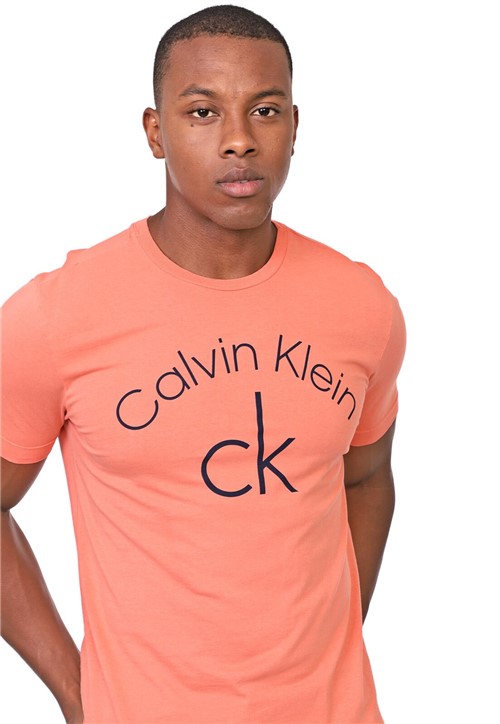 Camiseta Calvin Klein Lettering Laranja