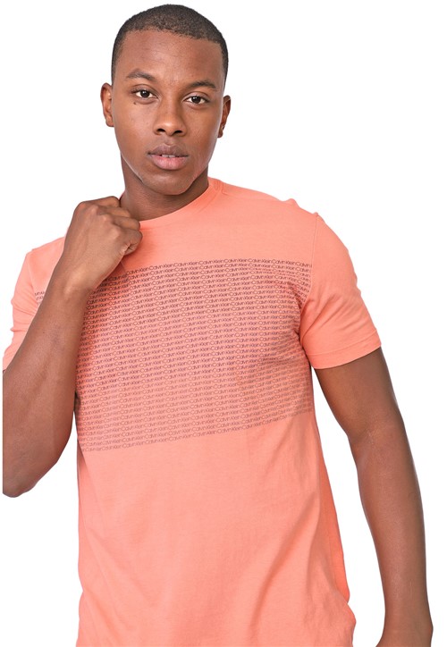 Camiseta Calvin Klein Lettering Laranja - Kanui