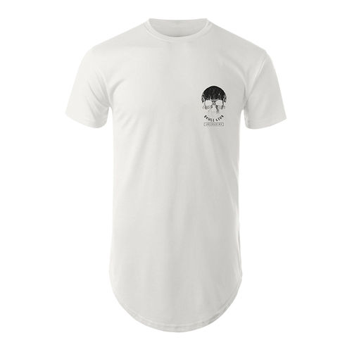 Camiseta Longline Skull Collection Caveira - Branca