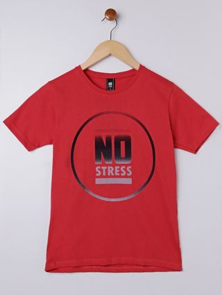 Camiseta Manga Curta no Stress Juvenil para Menino - Vermelho