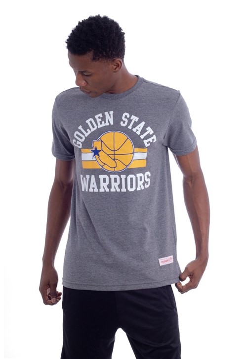 Camiseta Mitchell & Ness Estampada Golden State Warriors Cinza