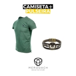 Camiseta Pima Merodach Verde Tam Gg Logo Bordado + Pulseira Merodach
