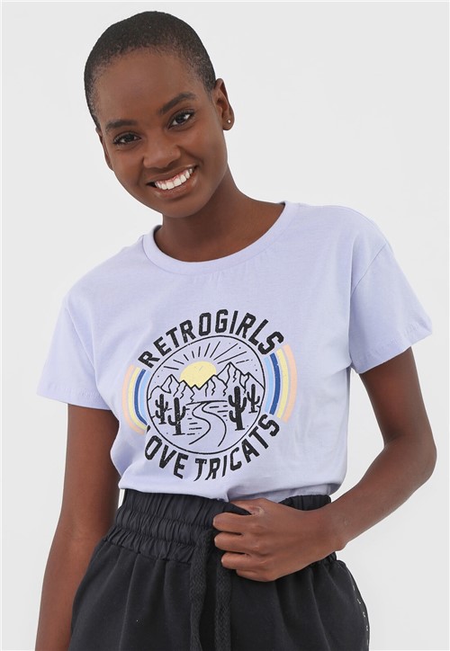 Camiseta Tricats Retrogirls Lilás