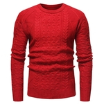 Homens Knitting Wool Sweater trançado gola Sólidos pulover Casual Cor Magro