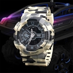 Camouflage Double Display Cold Light Electronic Sport Waterproof Mens Watch YE