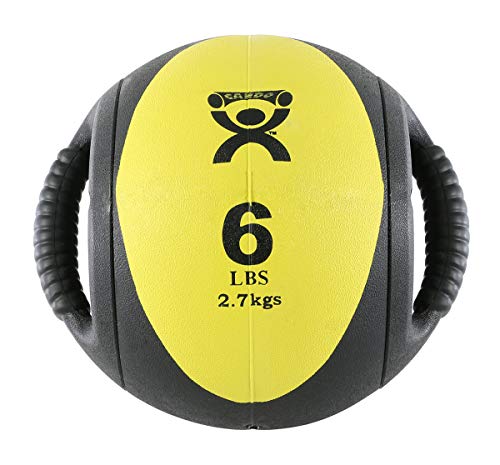 CanDo Dual-Handle Medicine Ball - 9" Diameter - Yellow - 6 Lb