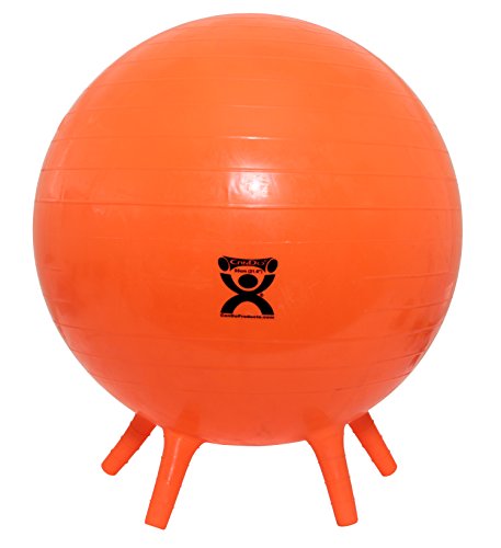 CanDo Inflatable Exercise Ball - With Stability Feet - Orange - 22" (55 Cm)