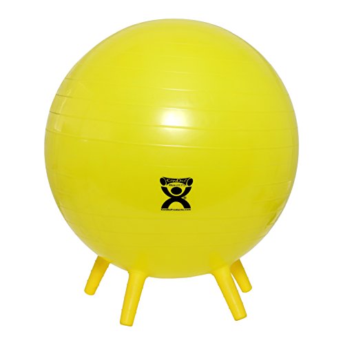 CanDo Inflatable Exercise Ball - With Stability Feet - Yellow - 18" (45 Cm)