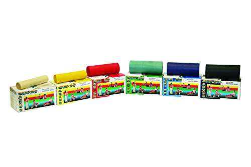 CanDo Latex Free Exercise Band - 6 Yard Rolls, 5-piece Set (1 Each: Yellow, Red, Green, Blue, Black)