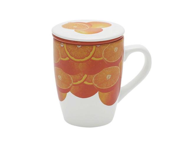 Caneca com Infusor em Porcelana Orange - 330ml - Bon Gourmet