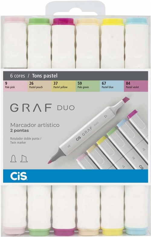 Caneta Cis Graf Duo - 6 Tons Pastel