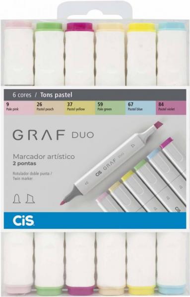 Caneta Cis Graf Duo - 6 Tons Pastel