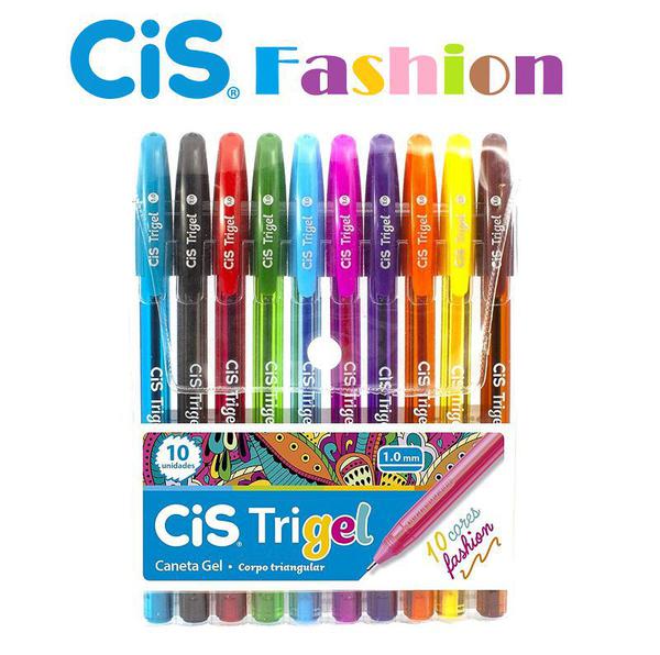 Caneta Cis Trigel Cores Fashion - Kit com 10 Cores