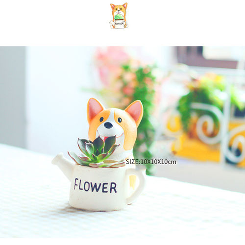 Cão bonito Corgi Shaped Suculenta Container dos desenhos animados Flowerpot como Decor