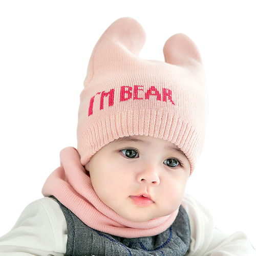 Cap Bebê 2pcs / Set Recém-nascido + Scarf Terno Quente Malha Hat Neck Warmer Gaiter