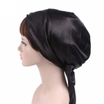 Cap Chemo perda do cabelo das mulheres Lenço Hat Cancer Turban Envoltório principal Cover (Black)