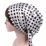 Cap Chemo perda do cabelo das mulheres Lenço Hat Cancer Turban Envoltório principal Cover (pontos pretos brancos)