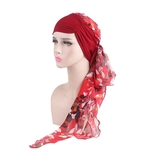 Cap Chemo perda do cabelo das mulheres Lenço Hat Cancer Turban Envoltório principal Cover (vinho tinto)