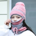 Women Winter Beanies Velvet Thick Bib Mask Ear Protector Beanie Hat Riding Hat Female Woolen Cap