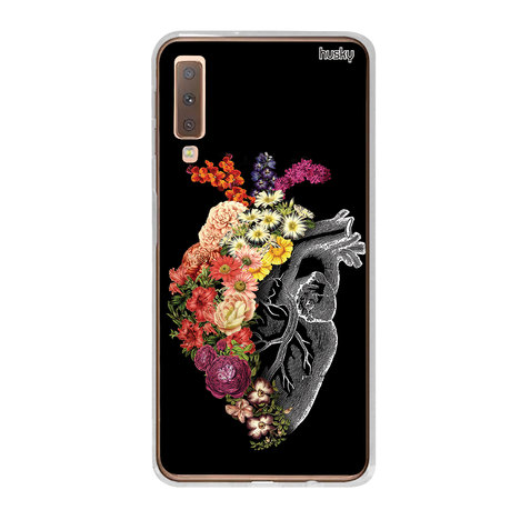 Capa Personalizada para Galaxy A7 (2018) - Coração Floral - Husky
