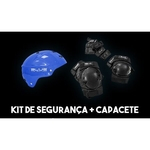 Capacete+kit De Segurança Blue Air Board Skate Bmx Patins