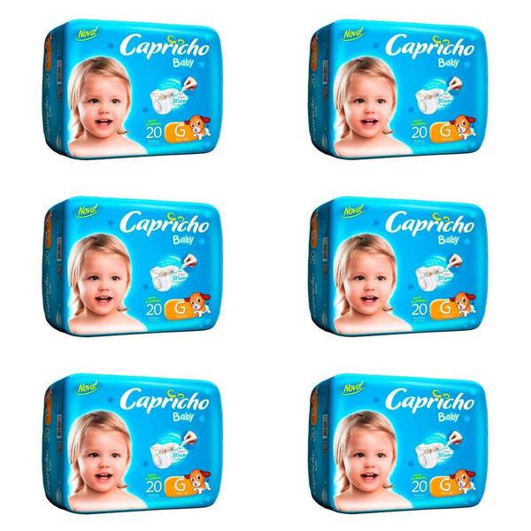 Capricho Baby Prática Fralda Infantil G C/20 (Kit C/06)