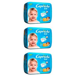 Capricho Baby Prática Fralda Infantil G com 20 - Kit com 03