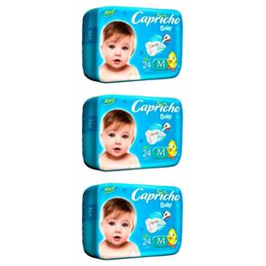 Capricho Baby Prática Fralda Infantil M com 24 - Kit com 03