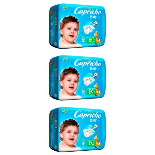 Capricho Baby Prática Fralda Infantil Xg C/16 (kit C/03)