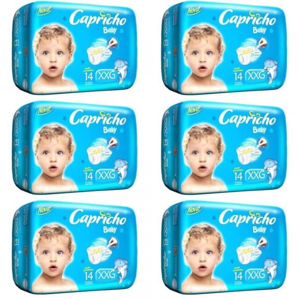 Capricho Baby Prática Fralda Infantil Xxg C/14 (Kit C/06)