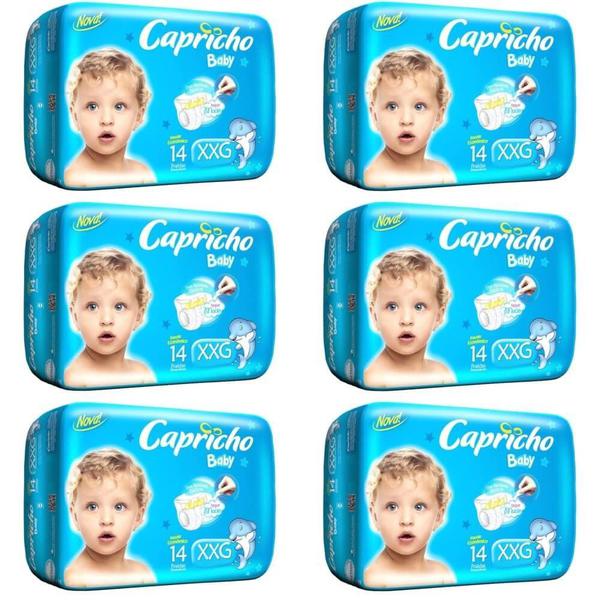 Capricho Baby Prática Fralda Infantil Xxg C/14 (kit C/06)