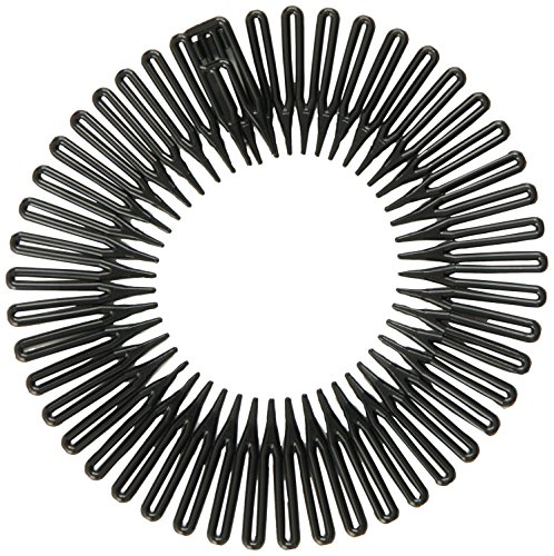 Caravan Full Circle Spring Head Band Comb In Classic Black With Deep Teeth And Closure